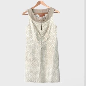 TORY BURCH Cream Patterned Sleeveless Dress
